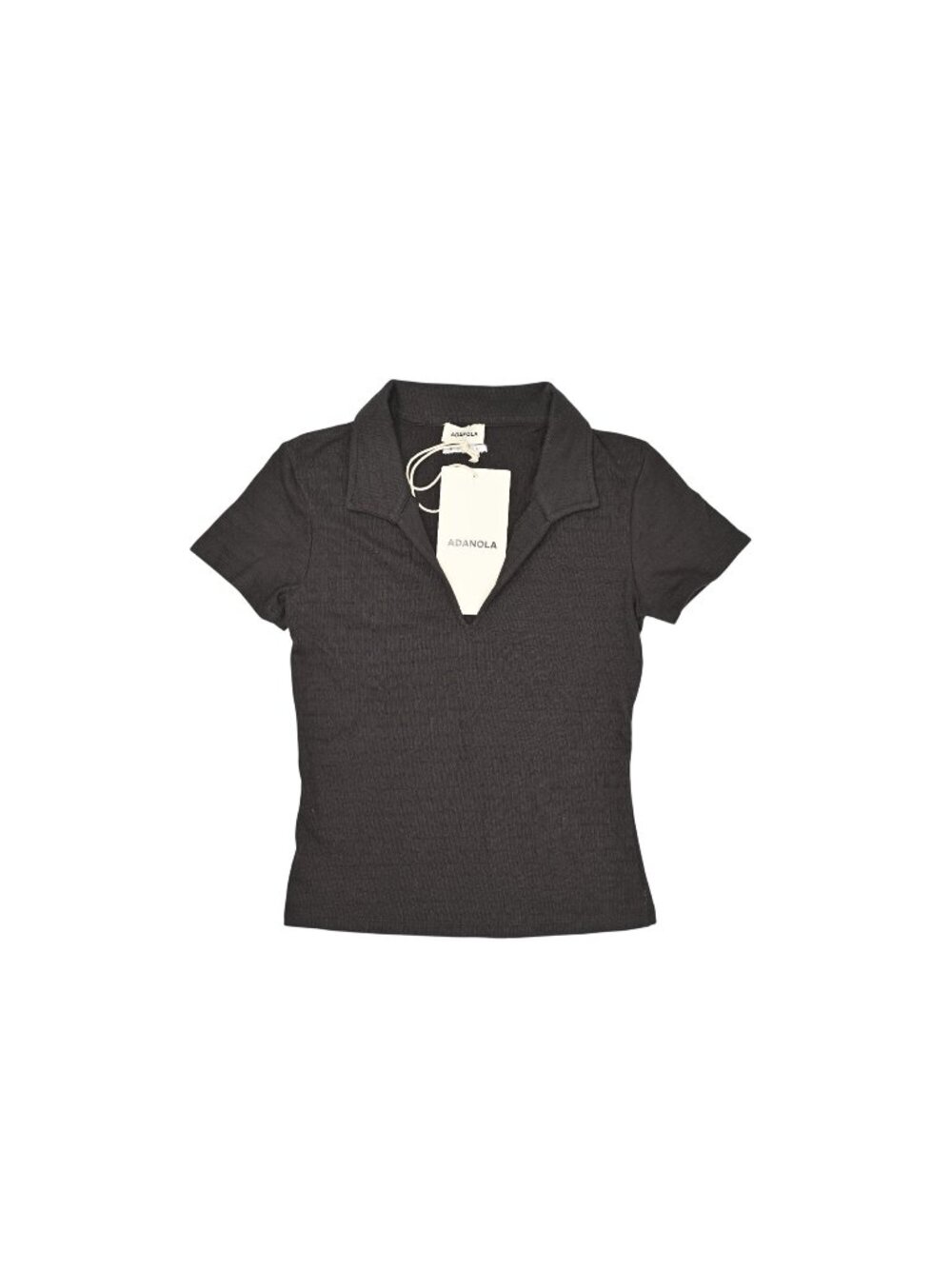 Adanola Smock Collared Short Sleeve Top in Coffee Bean